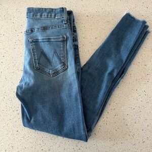 MOTHER Denim high rise looker ankle jeans with fray on bottom